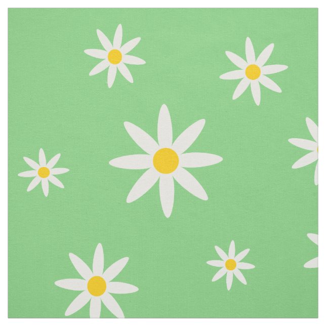 Grönt Daisy Fabric Tyg (Provkarta)