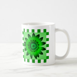 Grönt Daisy Flower, Mönster Rand - Mugg