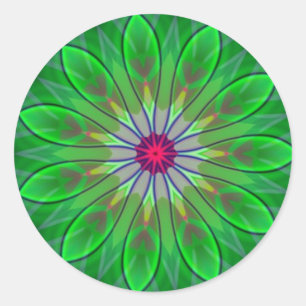 Grönt Daisy Mandala Flower Decal Fractal Sticker Runt Klistermärke