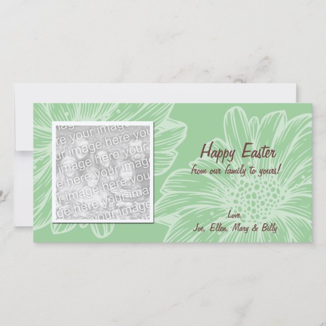 Grönt Daisy Påsk fotoportskort Julkort (Framsida)