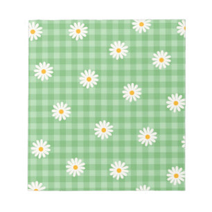 Grönt Daisy Play Gingham Check Flower Mönster Anteckningsblock