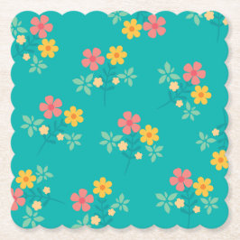 Grönt Daisy Vintage Bouquet Mönster Underlägg Papper