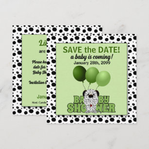 Grönt Dalmatien Kön Neutral Baby Shower Inbjudningar