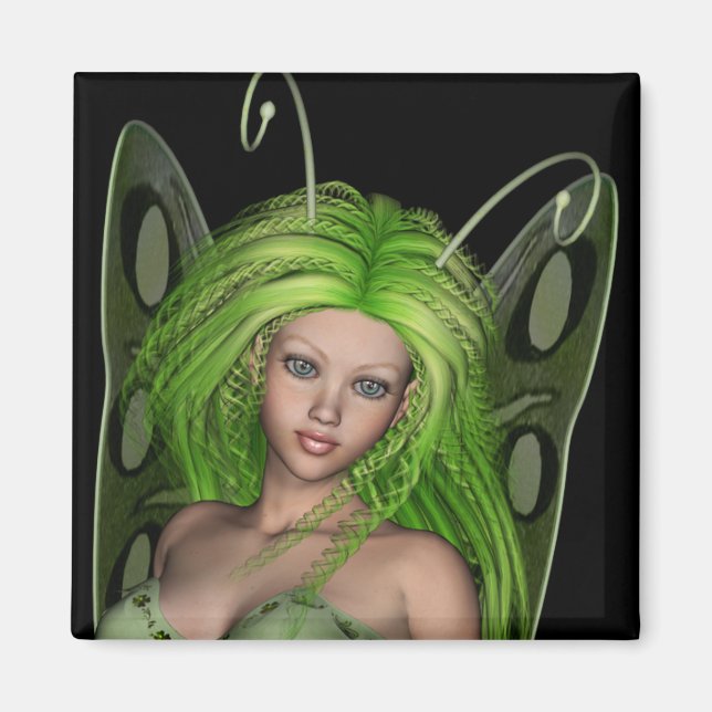 Grönt Dam Fairy 1 - 3D Fantasy Art - Magnet (Framsidan)