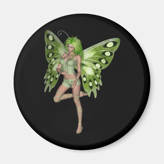 Grönt Dam Fairy 8 - 3D Fantasy Art - Magnet (Framsidan)