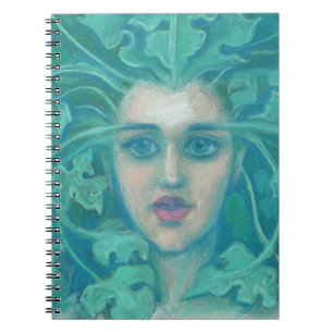 Grönt Dam/Forest Queen, fantasykonst Anteckningsbok Med Spiral