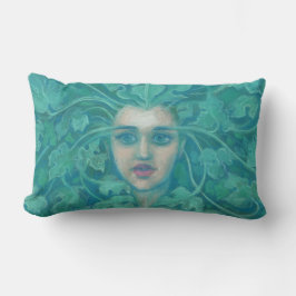 Grönt Dam/Forest Queen, fantasykonst Lumbarkudde