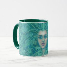 Grönt Dam/Forest Queen, fantasykonst Mugg