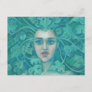 Grönt Dam/Forest Queen, fantasykonst Vykort