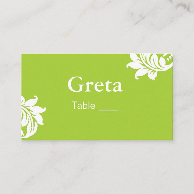 Grönt Damask-innehavare av Bord-platskort Placeringskort (Framsida)