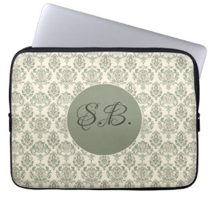 Grönt Damask Laptop Fodral