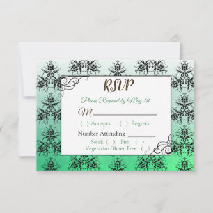 Grönt Damask Wedding OSA kort