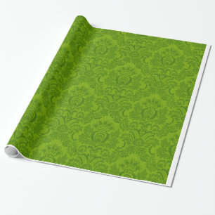 Grönt damastast mönster presentpapper