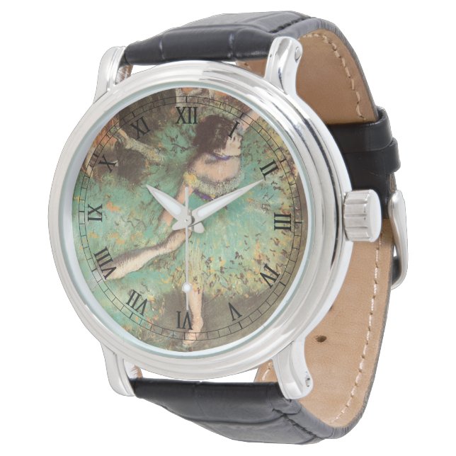 Grönt Dancer by Edgar Degas, Vintage Ballet Armbandsur (Vinklad)