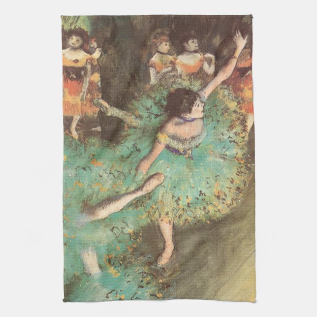 Grönt Dancer by Edgar Degas, Vintage Ballet Kökshandduk (Vertikal)