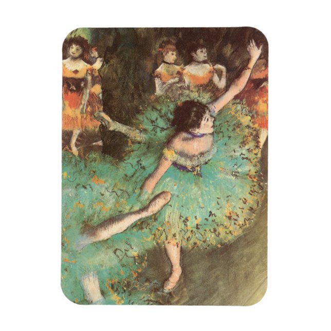 Grönt Dancer by Edgar Degas, Vintage Ballet Magnet (Vertikal)