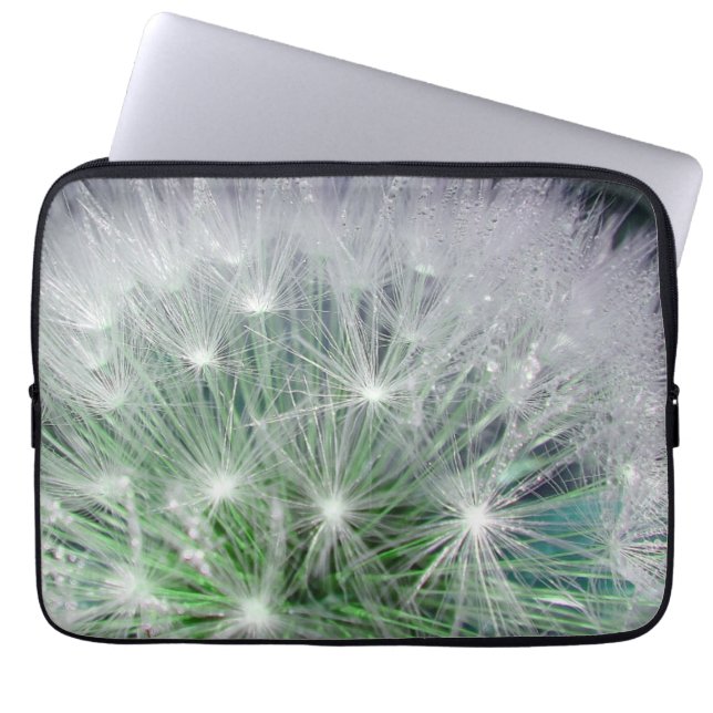 Grönt dandelion med droppar laptop fodral (Framsidan)