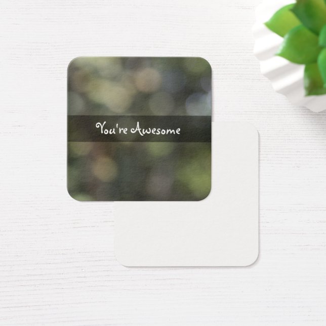 Grönt Dappled Light Bokeh Photo Message Cards Fyrkantigt Visitkort (Skivbord)