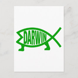 Grönt Darwin Fish Vykort