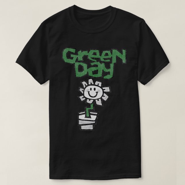 Grönt Day Flower Pot T-Shirt (Design framsida)