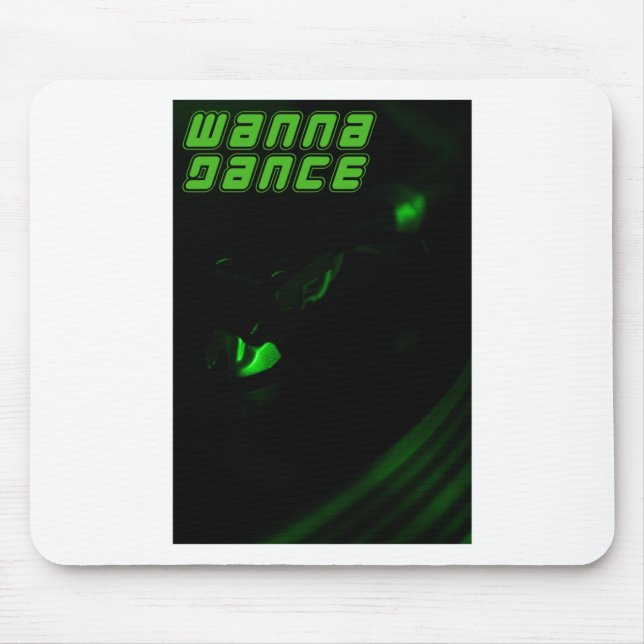 Grönt Decks Wanna Dance Text Lodrät Sticker Musmatta (Framsidan)