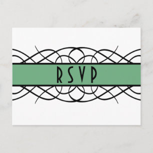 Grönt Deco Flourous OSA Postcard Inbjudan Vykort