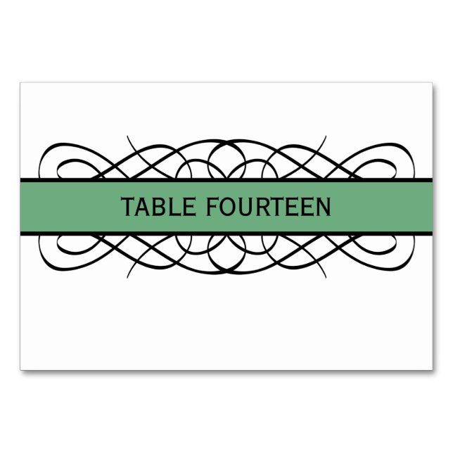Grönt Deco-sfärande Bord-kort Bordsnummer (Framsidan)