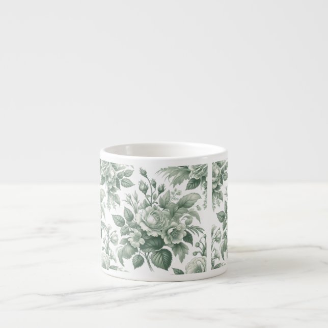 Grönt Delft Mugg, Grönt Blommigt Mugg, Vår Mugg, Espressomugg (Framsidan)
