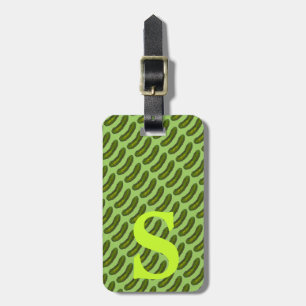 Grönt Deli Dill Pickle Monogram-Personlig Bagagebricka