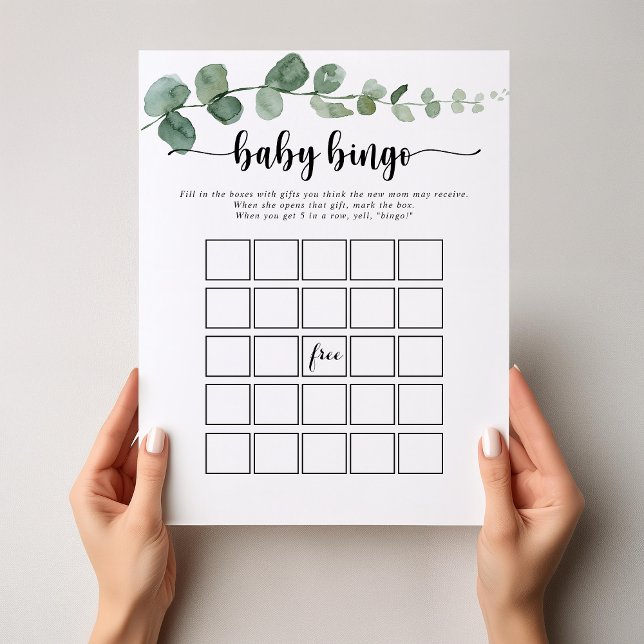Grönt Delight Eucalyptus Baby Bingo Shower Game (Skapare uppladdad)
