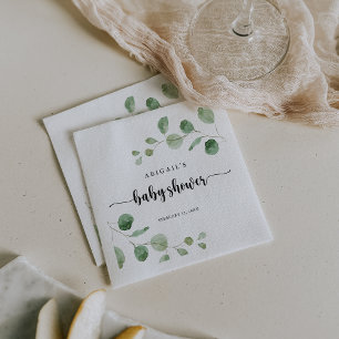 Grönt Delight Eucalyptus Baby Shower Napkins Pappersservett