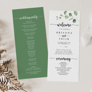Grönt Delight Eucalyptus Bröllopsprogram Program
