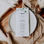 Grönt Delight Eucalyptus Calligraphy Dinner Menu Meny<br><div class="desc">Den här grönten är ett perfekt för ett enkelt bröllop. Konstruktionen har vattenfärgad handdragen elegant botaniskt eukalyptus grenar och löv. Den här menyn kan användas för bröllopsmottagning,  repetitionsmiddag,  möhippa eller vilken händelse som helst.</div>