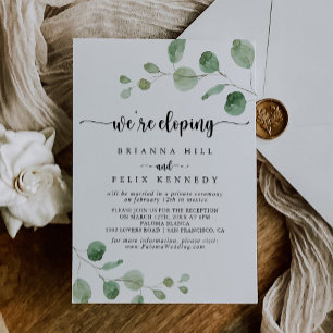 Grönt Delight Eucalyptus Elopement Reception Inbjudningar