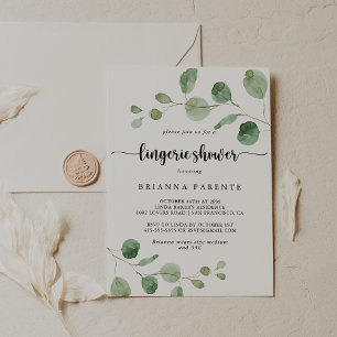 Grönt Delight Eucalyptus Möhippa Lingerie Shower Inbjudningar