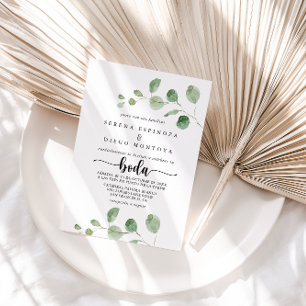 Grönt Delight Eucalyptus Spanska Bröllop Inbjudningar