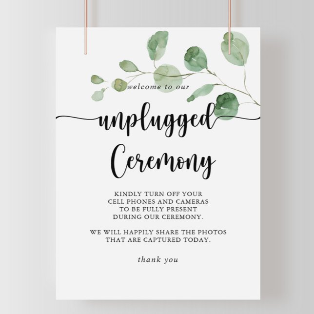 Grönt Delight Eucalyptus Unplugged Ceremony-tecken Poster (Skapare uppladdad)