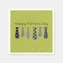 Grönt Denim Black Slipsar Lycklig Fars dag Pappersservett