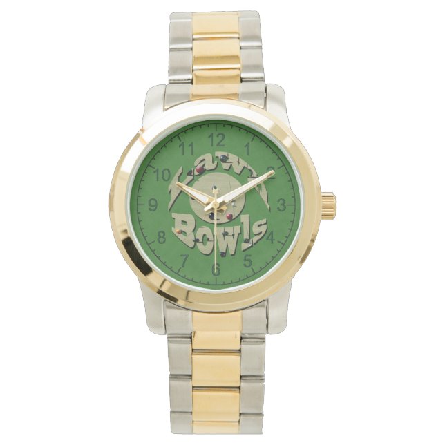 Grönt Denim Gräsmatta Bowls, Manar Wristwatch Armbandsur (Framsida)