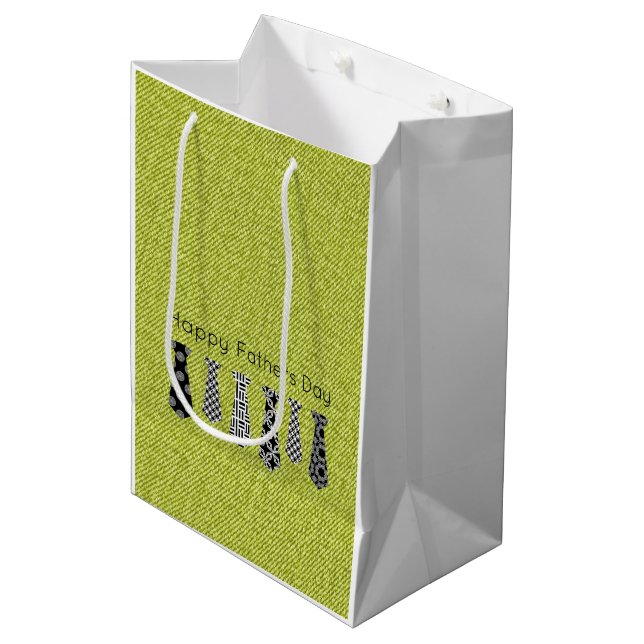 Grönt Denim Slipsar Lycklig Fars dag PAPPA (Framsidan Vinklad)