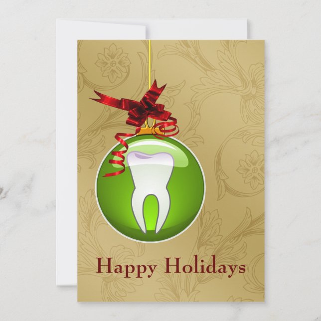 grönt Dentist Helgdagskort Julkort (Framsida)
