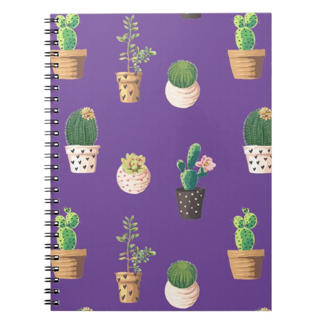 Grönt Dessert Succulent Cactus in Pots Anteckningsbok (Framsidan)
