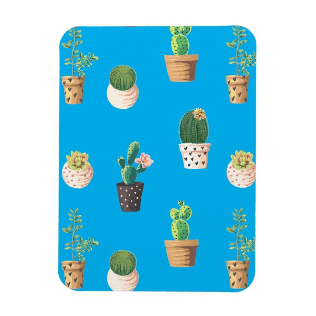 Grönt Dessert Succulent Cactus in Pots Magnet (Vertikal)