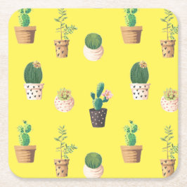 Grönt Dessert Succulent Cactus in Pots Underlägg Papper