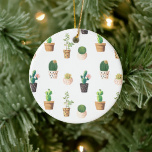 Grönt Dessert Succult Cactus in Pots Julgransprydnad Keramik