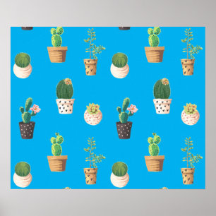 Grönt Dessert Succult Cactus in Pots Poster