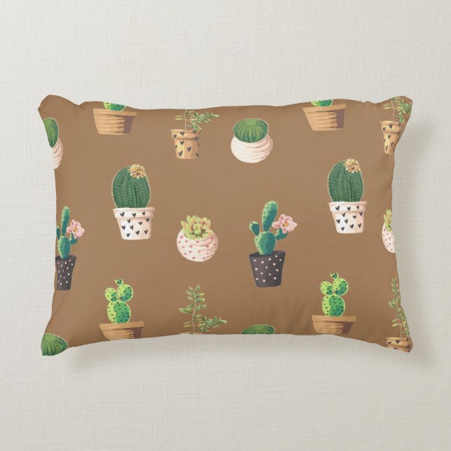 Grönt Dessrt Succulent Cactus in Pots Prydnadskudde (Framsidan)