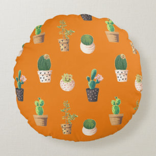 Grönt Dessrt Succulent Cactus in Pots Rund Kudde
