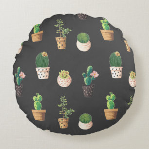 Grönt Dessrt Succulent Cactus in Pots Rund Kudde