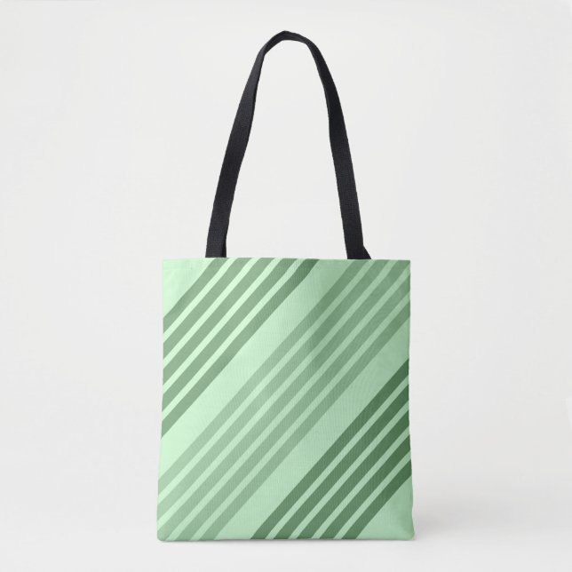 Grönt Diagonal Rand Tote Bag Tygkasse (Framsida)